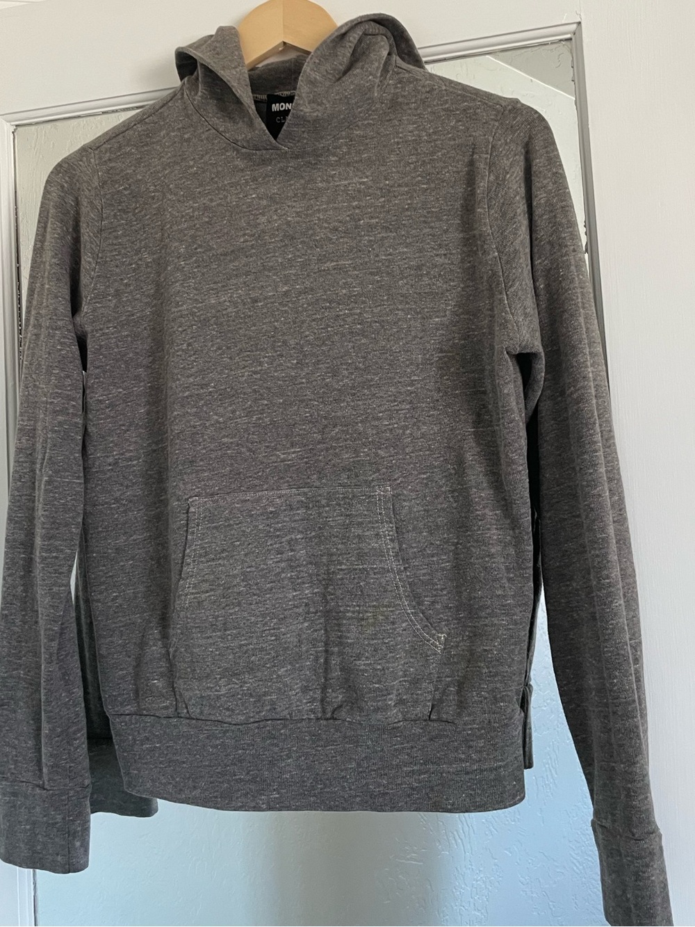 Monrow Heather Grey Pullover Hoodie size Small Hoodie